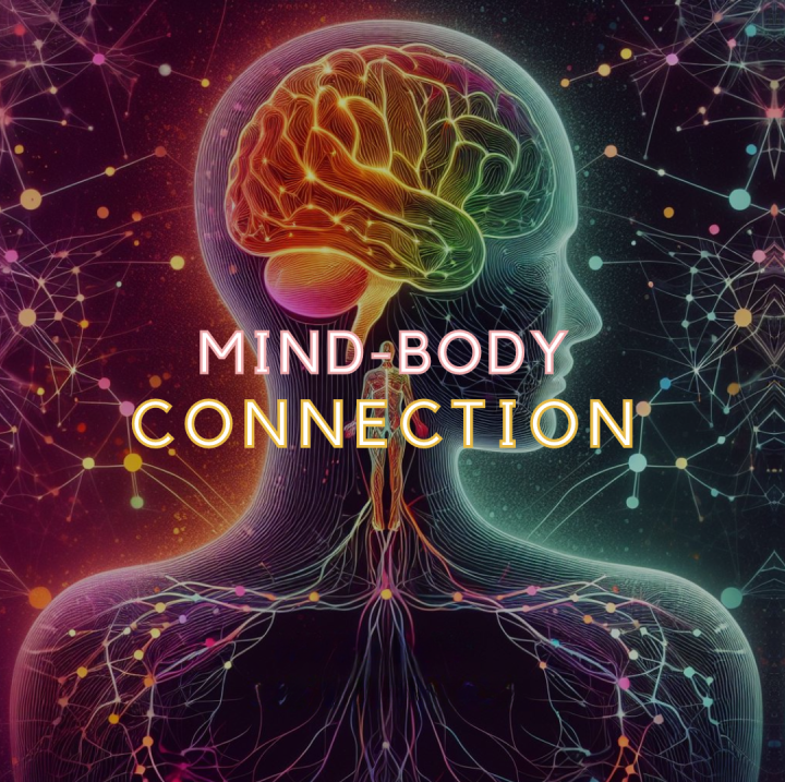 Colourful grpahical image showing the mind body connection in a spiritual form to indicate the nervous system flow